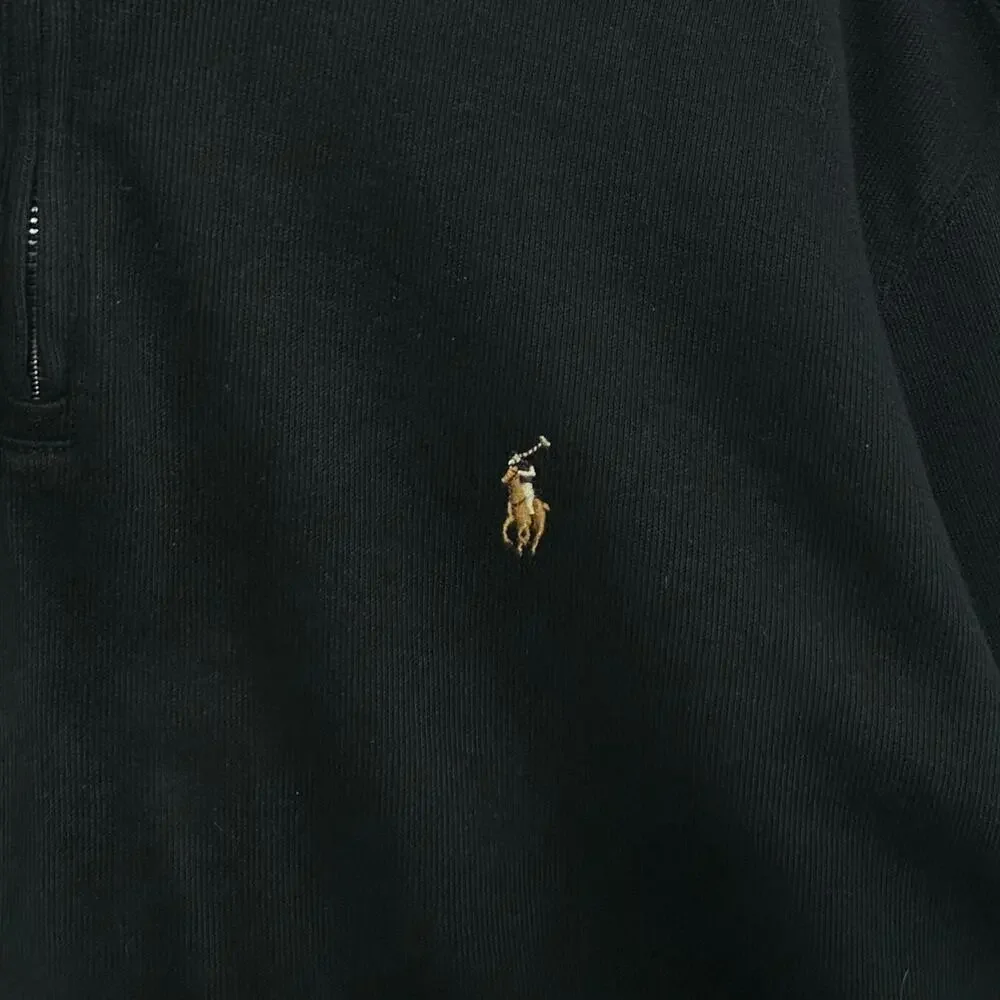 Polo Ralph Lauren Estate Rib Quarter Zip Pullover NWT Mens Sz XXL Black Cotton